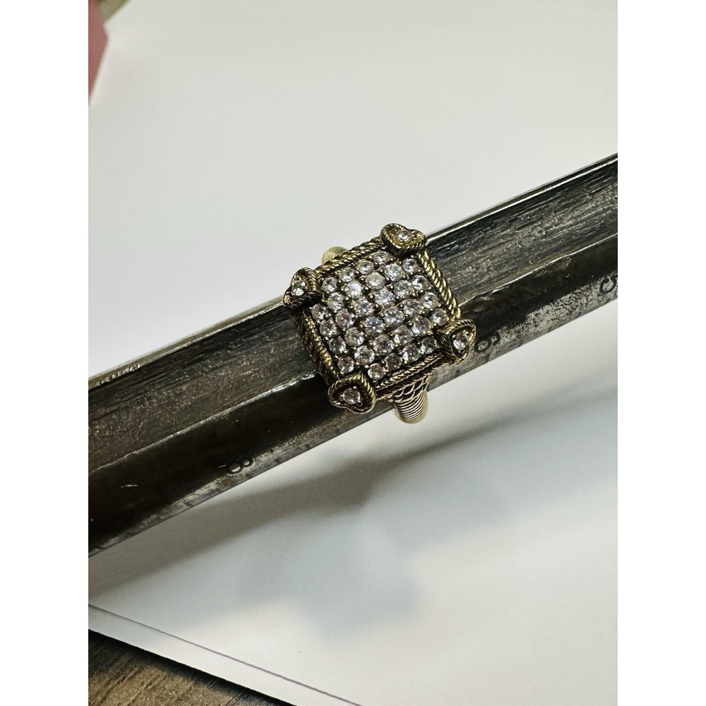 Judith Ripka Sterling 925 Silver Gold Tone CZ Heart Accent Ring - Picture 9 of 9
